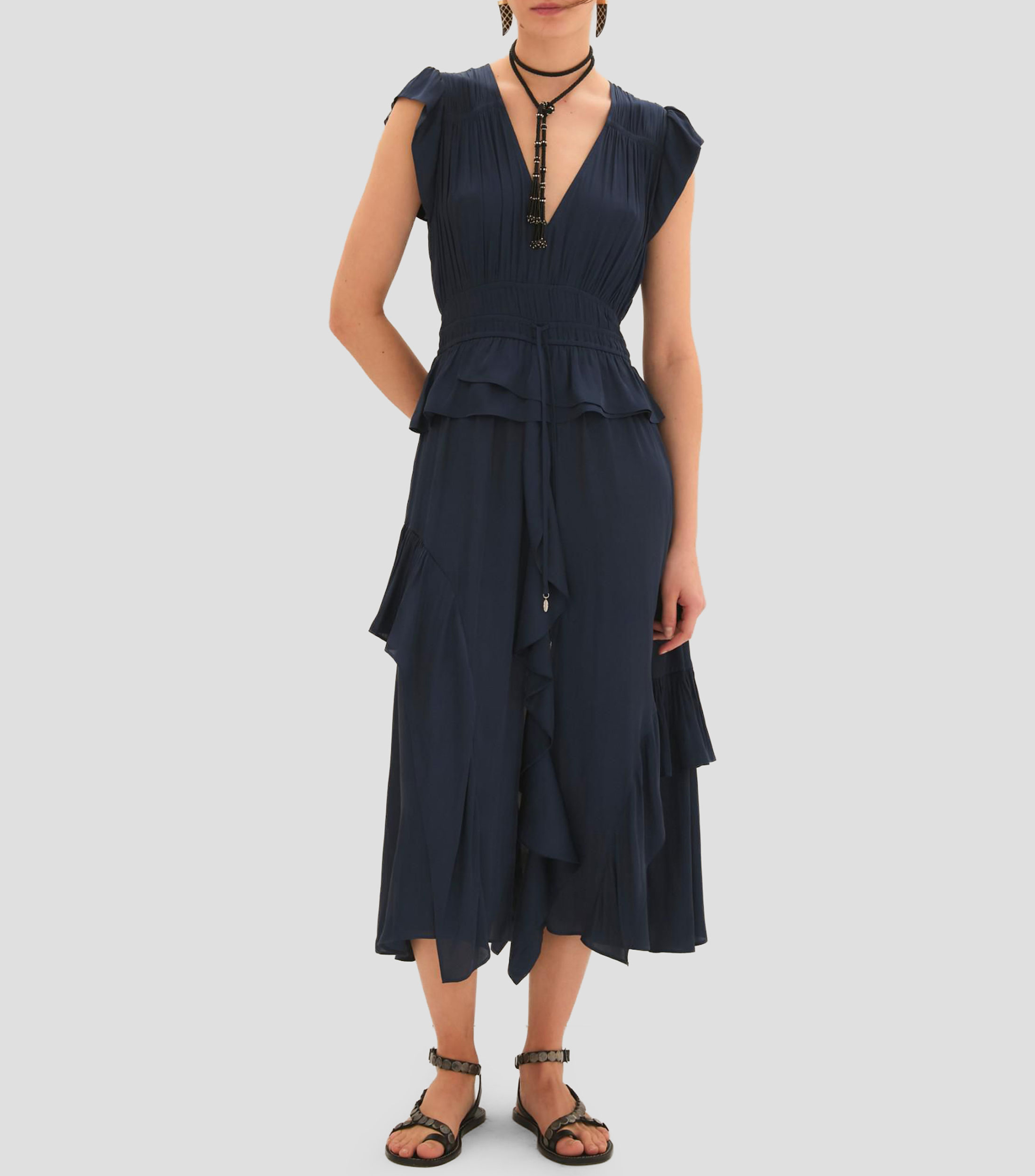 Vestido midi liso Mujer